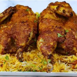 Fried Grill Chicken With Rice -  Quarter
